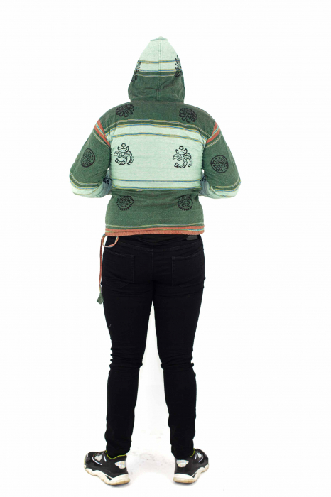 Hanorac cu polar si nasturi din lemn - Mint Green [10]
