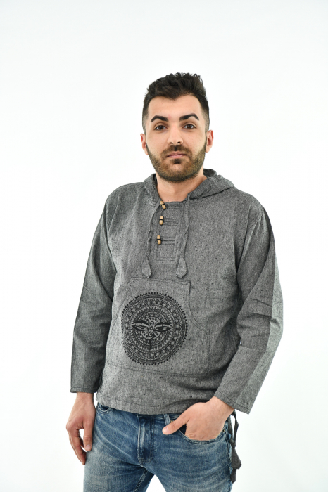 Hanorac cu print - 3rd Eye si Mandala - Bej [3]