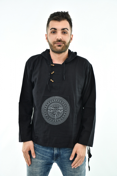 Hanorac cu print - 3rd Eye si Mandala - Bej [7]