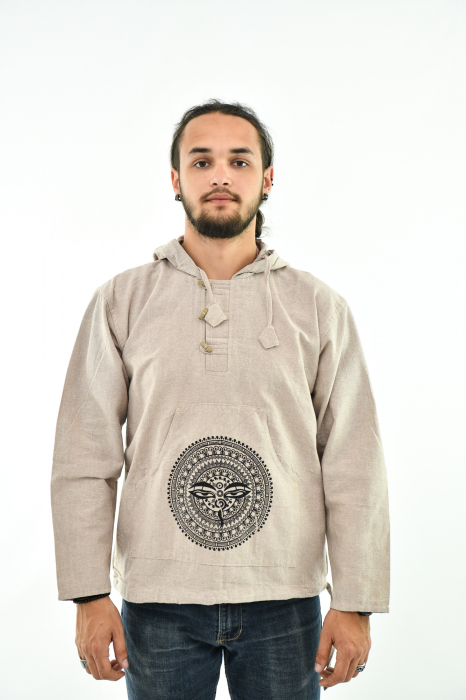 Hanorac cu print - 3rd Eye si Mandala - Bej [2]