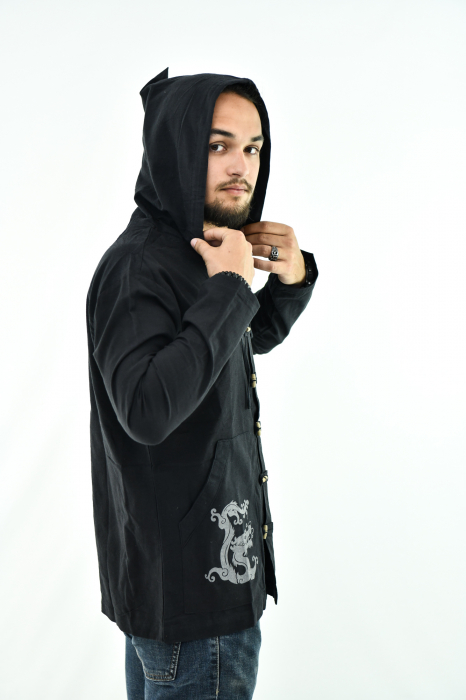 Hanorac cu print - Dragon - Negru [5]
