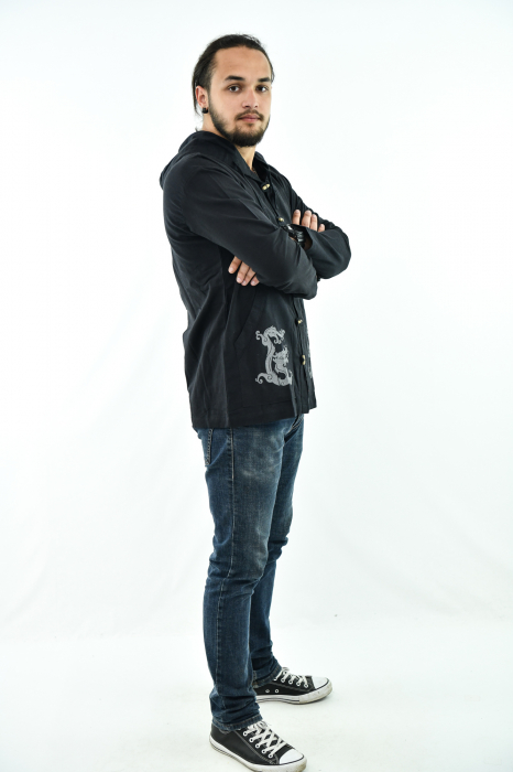 Hanorac cu print - Dragon - Negru [2]