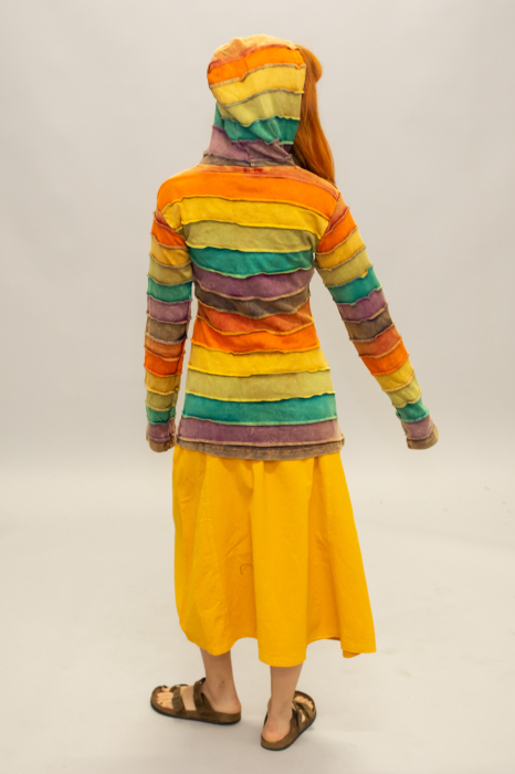 Hanorac damă din bumbac cu fermoar și glugă  - Model Multicolor Dungi [4]
