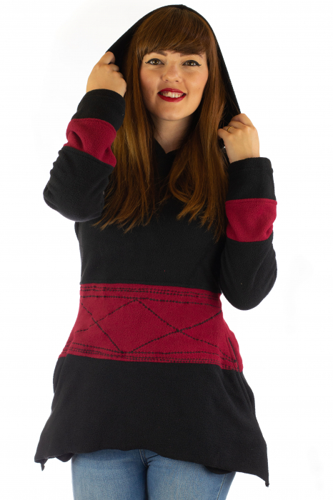 Hanorac de iarna - Negru si visiniu - Model 2 [3]