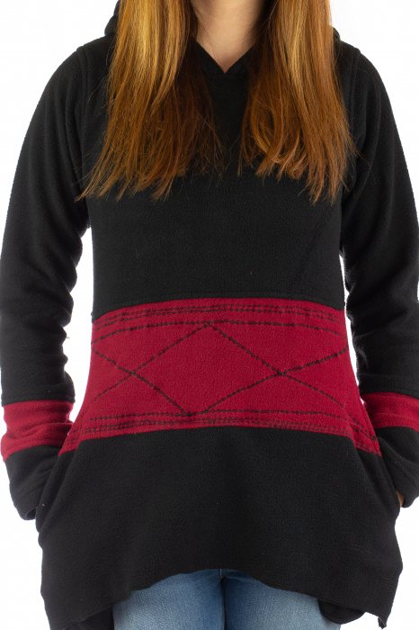 Hanorac de iarna - Negru si visiniu - Model 2 [4]