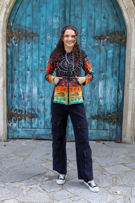 Hanorac din bumbac cu print manual si soare in mijloc [2]