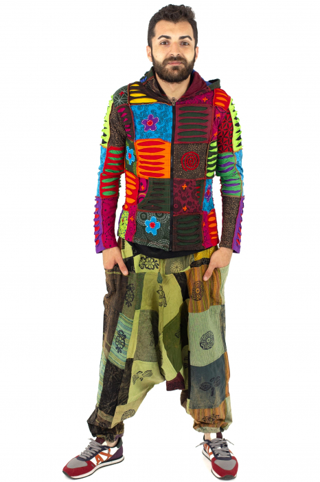 Hanorac din bumbac multicolor - petice Unicat - mărime L [19]