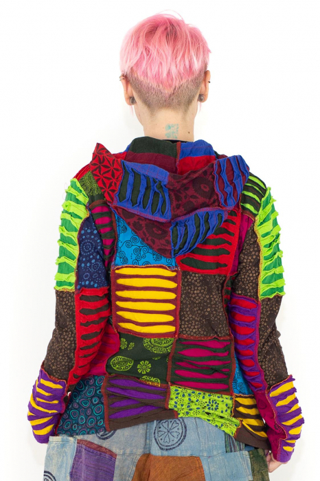 Hanorac din bumbac multicolor - petice Unicat - mărime L [8]