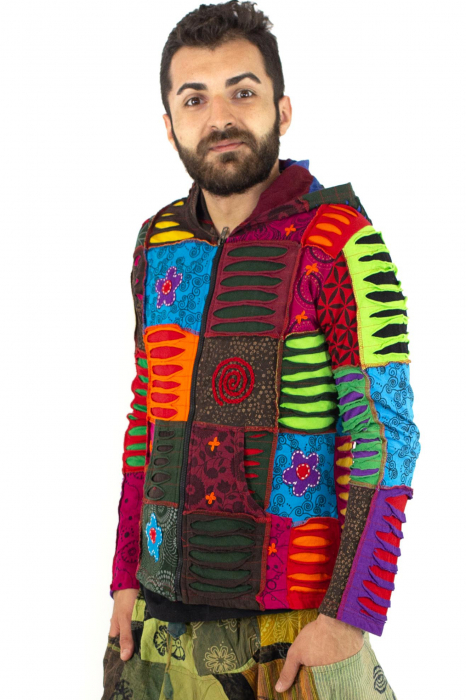 Hanorac din bumbac multicolor - petice Unicat - mărime L [3]