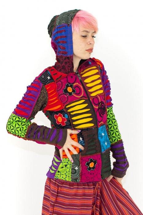 Hanorac din bumbac multicolor - petice Unicat - mărime L [12]
