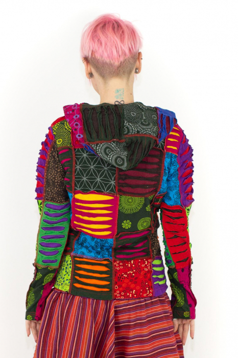 Hanorac din bumbac multicolor - petice Unicat - mărime L [18]