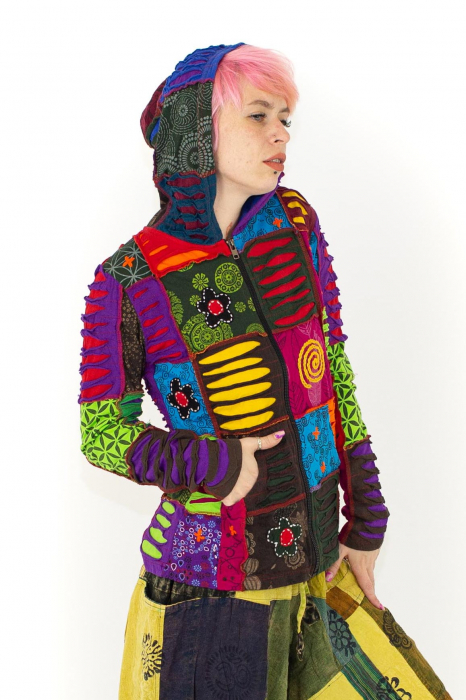 Hanorac din bumbac multicolor - petice Unicat - mărime L [4]
