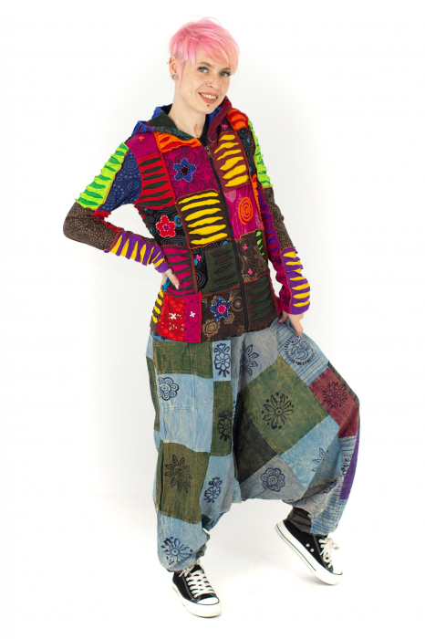 Hanorac din bumbac multicolor - petice Unicat - mărime L [5]