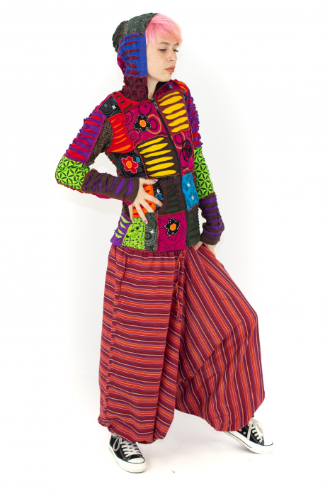 Hanorac din bumbac multicolor - petice Unicat - mărime L [16]