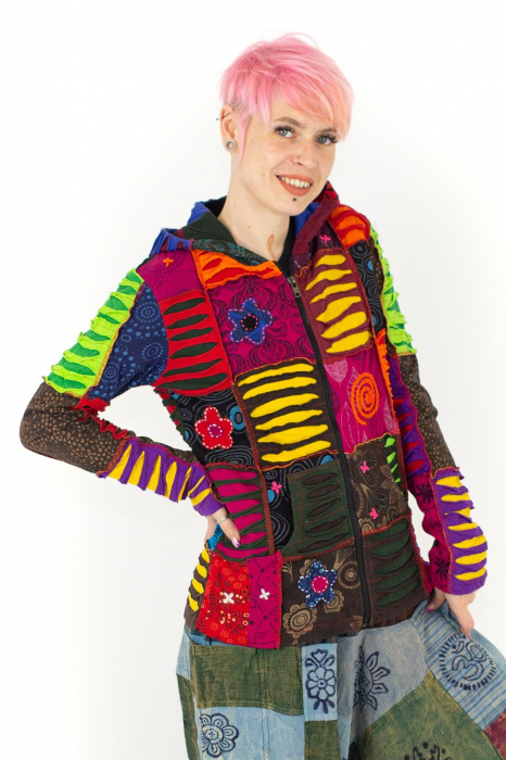 Hanorac din bumbac multicolor - petice Unicat - mărime L [2]