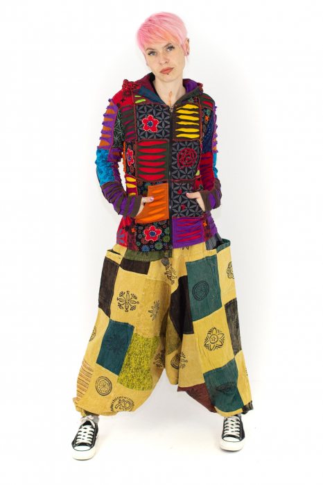 Hanorac din bumbac multicolor - petice Unicat - mărime M [4]