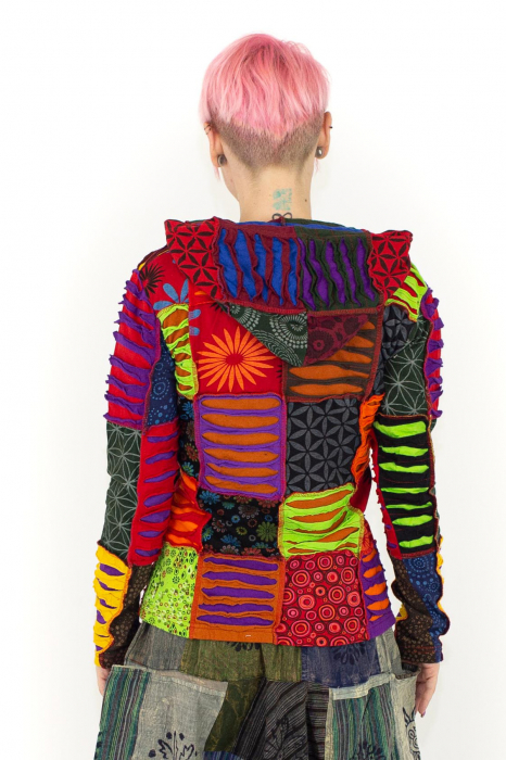 Hanorac din bumbac multicolor - petice Unicat - mărime M [16]