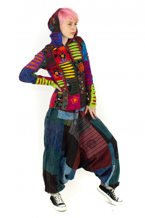 Hanorac din bumbac multicolor - petice Unicat - mărime M [9]