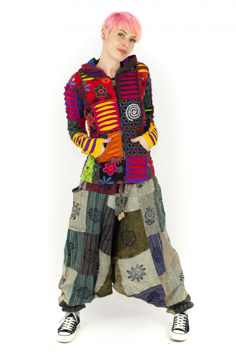 Hanorac din bumbac multicolor - petice Unicat - mărime M [12]