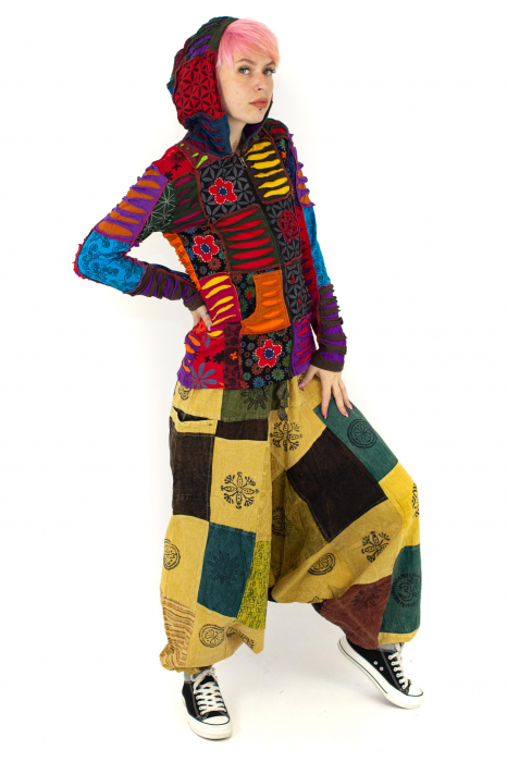 Hanorac din bumbac multicolor - petice Unicat - mărime M [5]