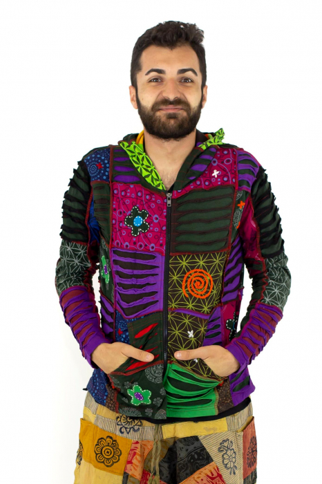 Hanorac din bumbac multicolor - petice Unicat - mărime M [2]