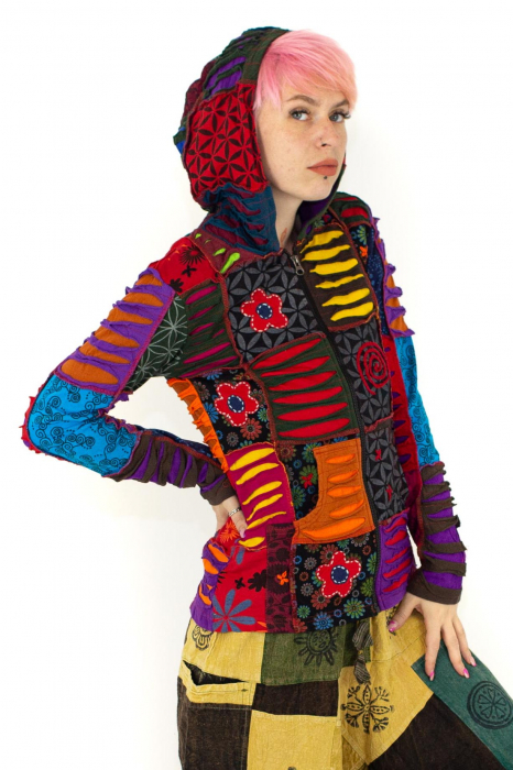 Hanorac din bumbac multicolor - petice Unicat - mărime M [3]