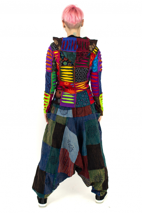 Hanorac din bumbac multicolor - petice Unicat - mărime M [10]