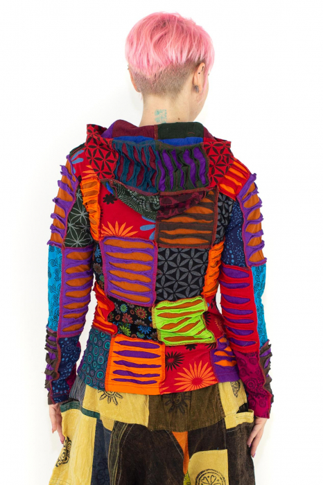 Hanorac din bumbac multicolor - petice Unicat - mărime M [7]
