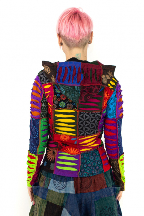 Hanorac din bumbac multicolor - petice Unicat - mărime M [11]