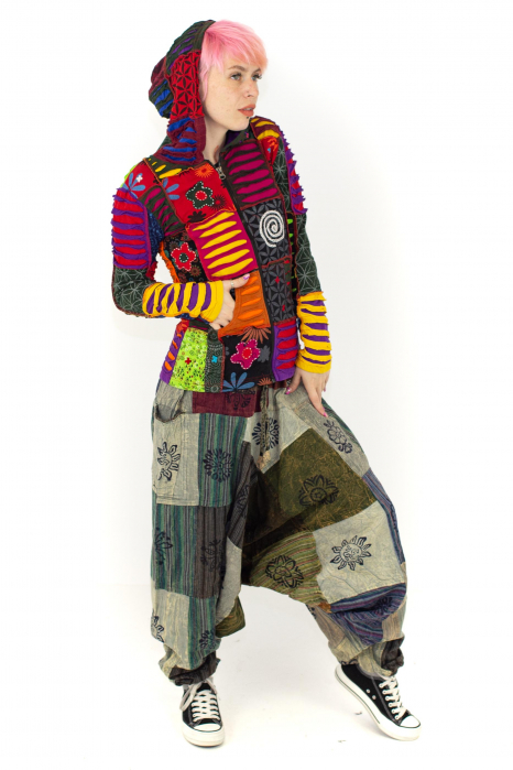 Hanorac din bumbac multicolor - petice Unicat - mărime M [13]