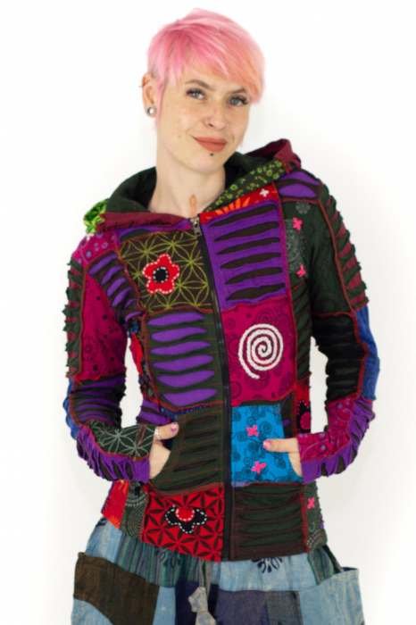 Hanorac din bumbac multicolor - petice Unicat - marime S [11]