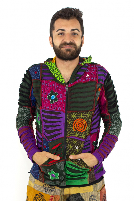 Hanorac din bumbac multicolor - petice Unicat - marime S [14]