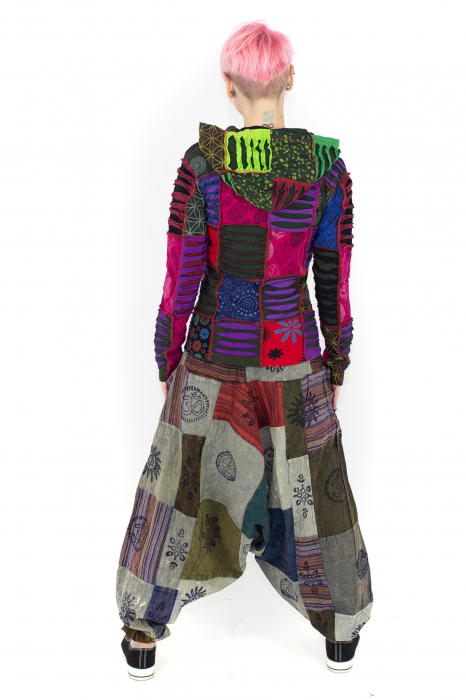 Hanorac din bumbac multicolor - petice Unicat - marime S [4]