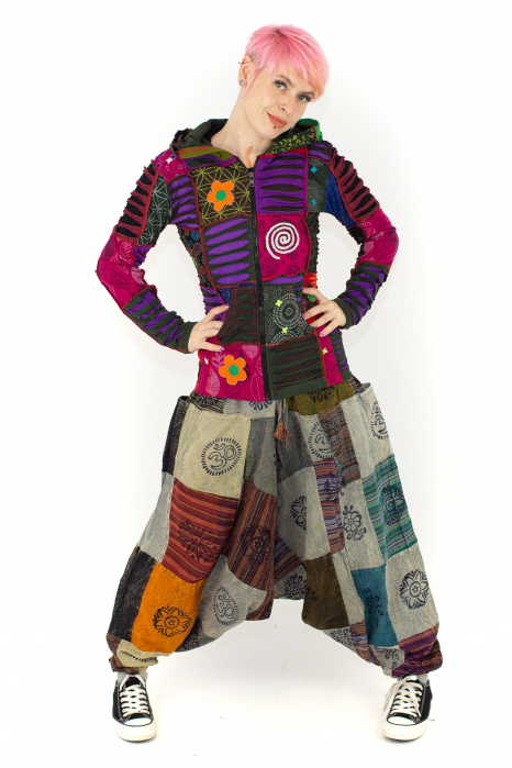 Hanorac din bumbac multicolor - petice Unicat - marime S [5]