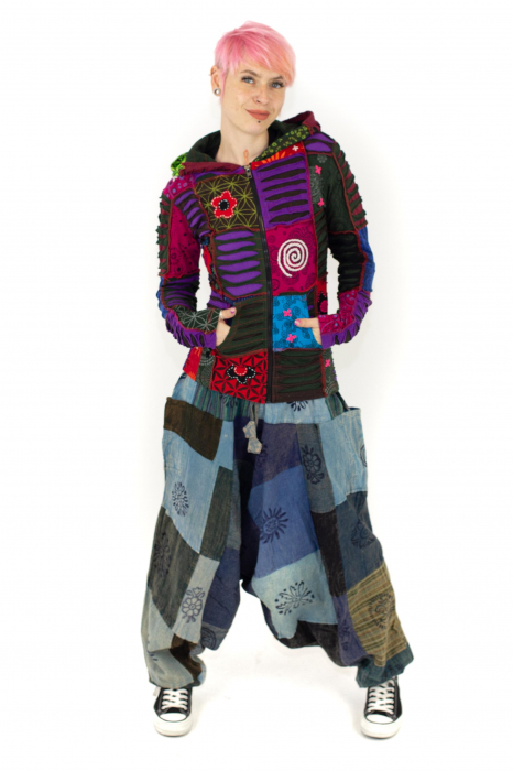 Hanorac din bumbac multicolor - petice Unicat - marime S [10]