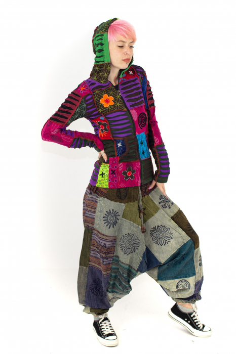 Hanorac din bumbac multicolor - petice Unicat - marime S [2]