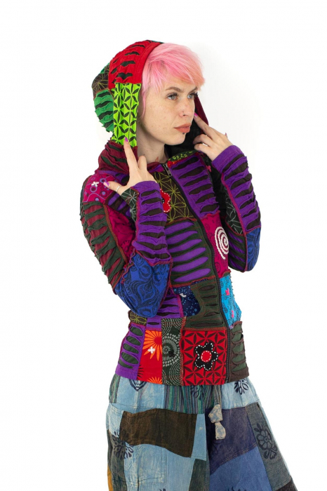 Hanorac din bumbac multicolor - petice Unicat - marime S [12]
