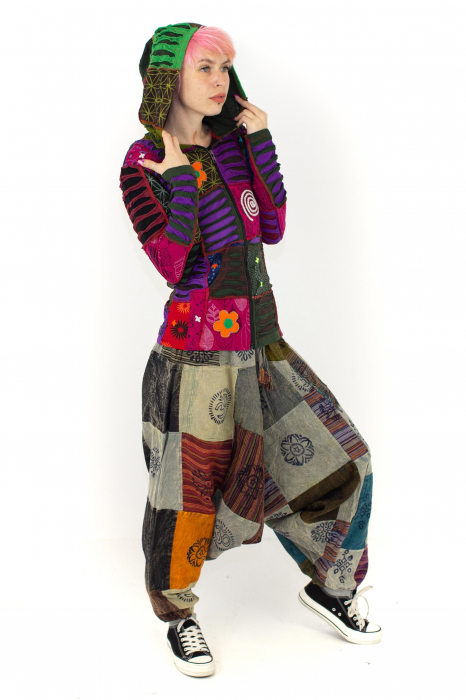 Hanorac din bumbac multicolor - petice Unicat - marime S [7]