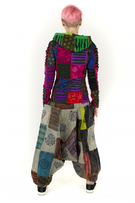 Hanorac din bumbac multicolor - petice Unicat - marime S [9]