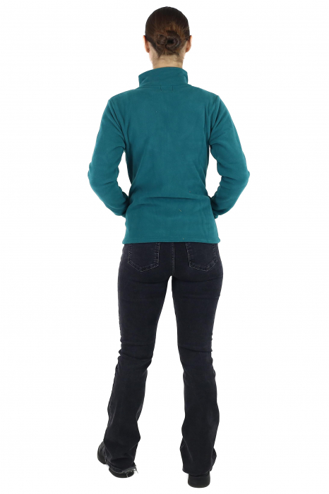 Hanorac din polar cu fermoar și print floral - Teal [4]
