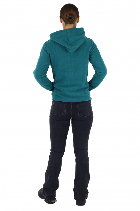 Hanorac din polar cu fermoar si print Lotus - Teal [5]