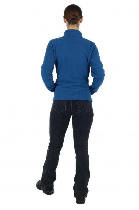 Hanorac din polar cu fermoar și print multicolor - Teal [5]
