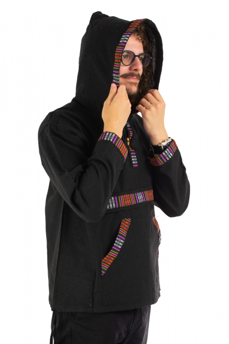 Hanorac ethnic din bumbac subtire - Blue [8]