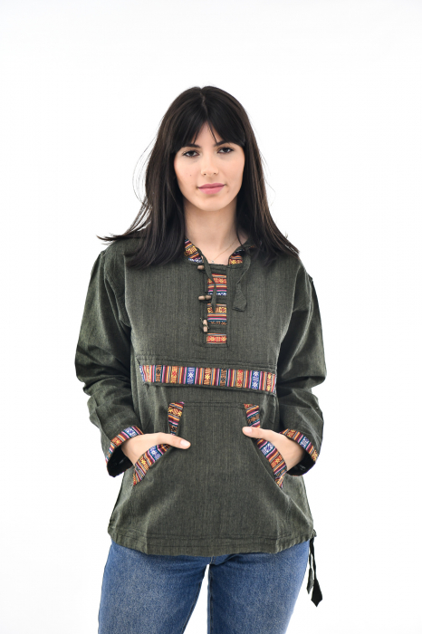 Hanorac ethnic din bumbac subtire - Blue [2]