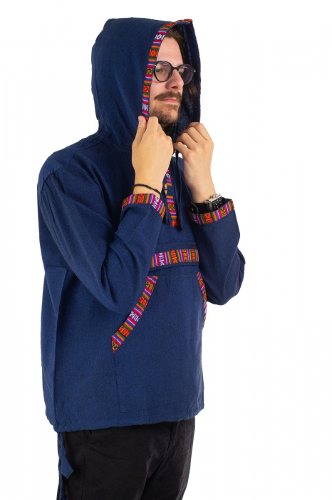 Hanorac ethnic din bumbac subtire - Blue [4]
