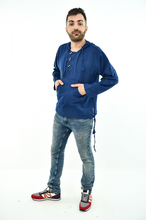 Hanorac lejer cu nasturi din lemn - Albastru [2]