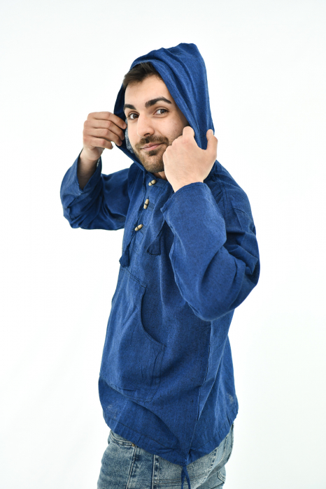 Hanorac lejer cu nasturi din lemn - Albastru [6]