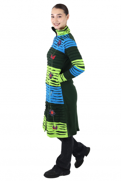 Hanorac lung cu print căptușit cu polar - Multicolor [2]
