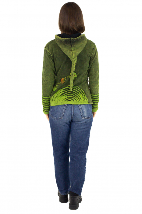 Hanorac razor cut cu broderie - Verde [6]