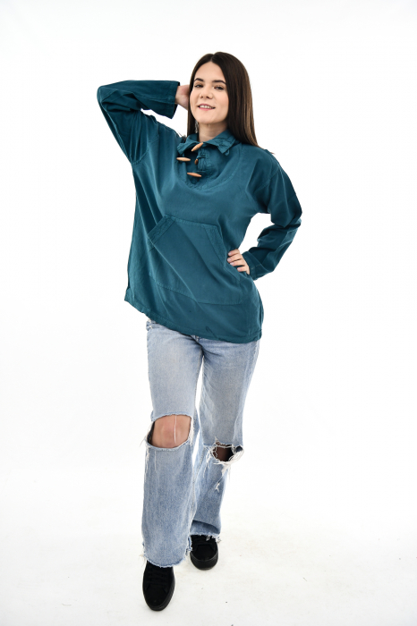 Hanorac soft cotton cu marsupiu - Lime [5]
